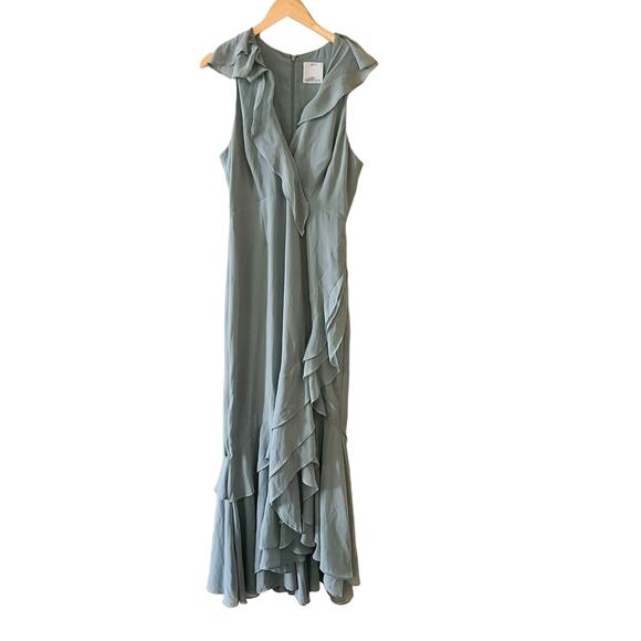 C/Meo Collective Be About You Ruffle Maxi Dress Size Large Sage Green - Picture 3 of 10